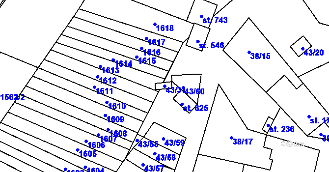 Parcela st. 43/31 v KÚ Krumvíř, Katastrální mapa