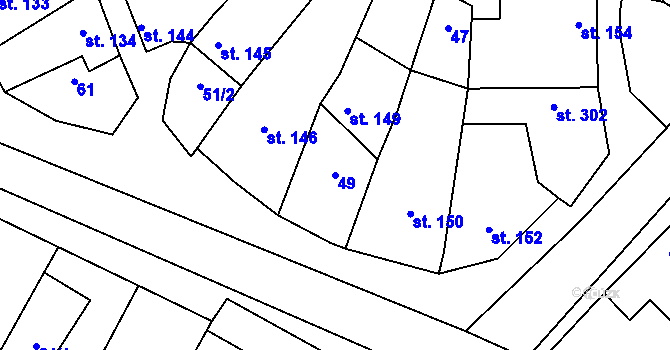 Parcela st. 49 v KÚ Krumvíř, Katastrální mapa