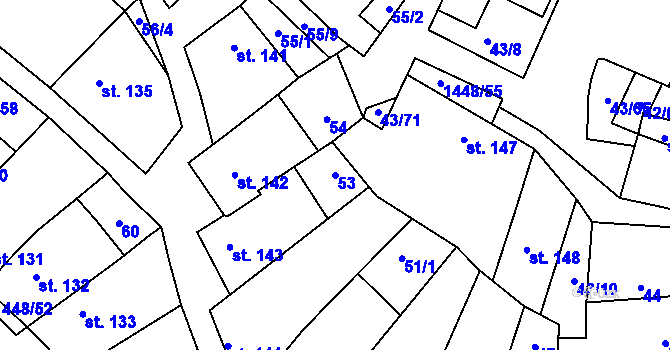 Parcela st. 53 v KÚ Krumvíř, Katastrální mapa