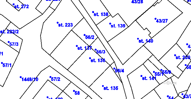 Parcela st. 56/3 v KÚ Krumvíř, Katastrální mapa