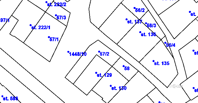 Parcela st. 57/2 v KÚ Krumvíř, Katastrální mapa
