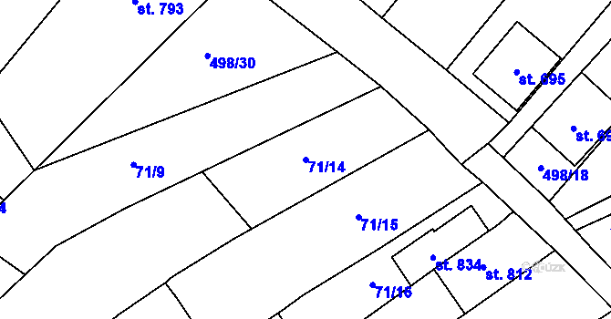 Parcela st. 71/14 v KÚ Krumvíř, Katastrální mapa