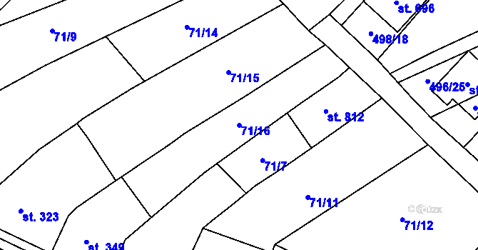 Parcela st. 71/16 v KÚ Krumvíř, Katastrální mapa