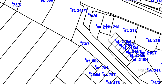 Parcela st. 73/7 v KÚ Krumvíř, Katastrální mapa
