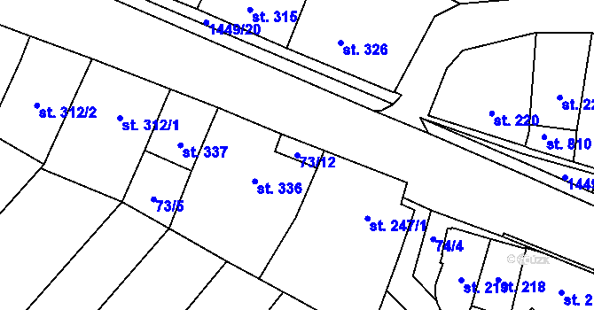 Parcela st. 73/12 v KÚ Krumvíř, Katastrální mapa
