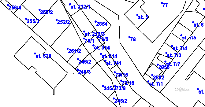 Parcela st. 73/13 v KÚ Krumvíř, Katastrální mapa
