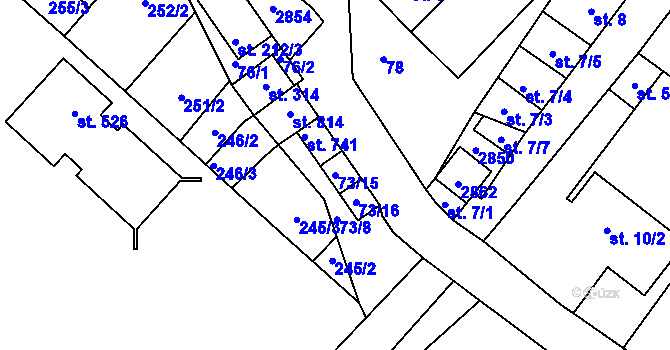Parcela st. 73/15 v KÚ Krumvíř, Katastrální mapa