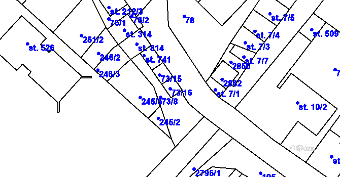 Parcela st. 73/16 v KÚ Krumvíř, Katastrální mapa