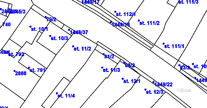 Parcela st. 81/2 v KÚ Krumvíř, Katastrální mapa