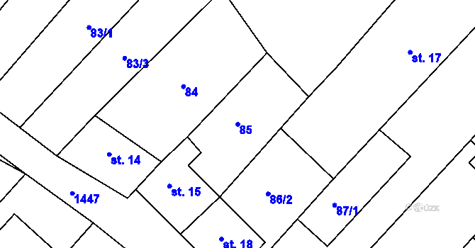 Parcela st. 85 v KÚ Krumvíř, Katastrální mapa