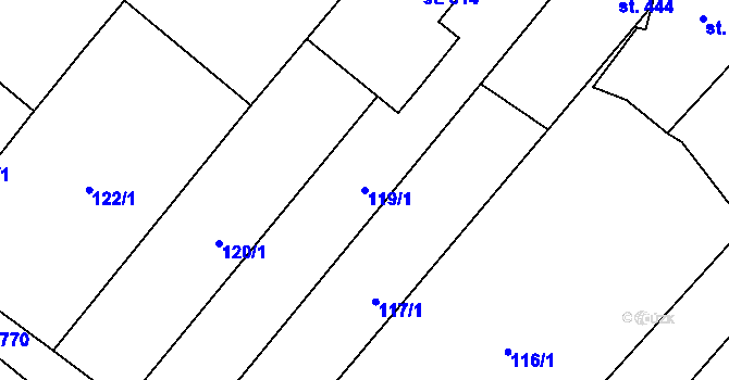 Parcela st. 119/1 v KÚ Krumvíř, Katastrální mapa