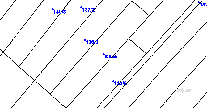 Parcela st. 135/5 v KÚ Krumvíř, Katastrální mapa