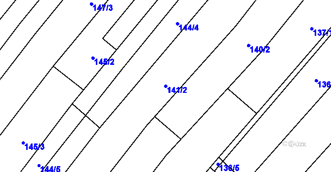 Parcela st. 141/2 v KÚ Krumvíř, Katastrální mapa