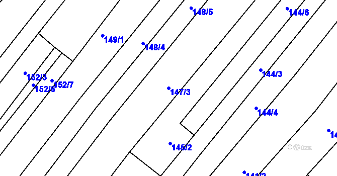 Parcela st. 147/3 v KÚ Krumvíř, Katastrální mapa