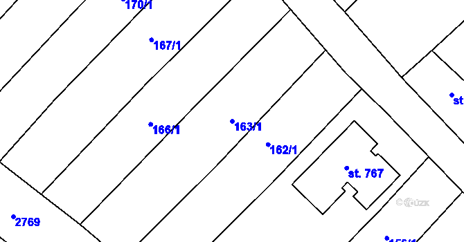 Parcela st. 163/1 v KÚ Krumvíř, Katastrální mapa