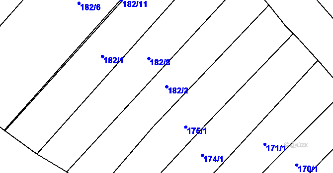 Parcela st. 182/2 v KÚ Krumvíř, Katastrální mapa