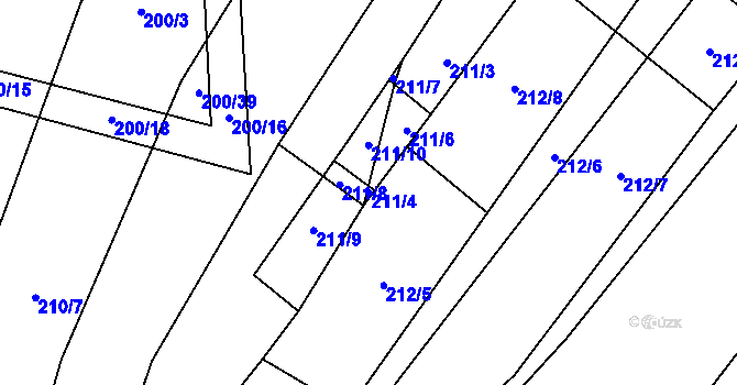 Parcela st. 211/4 v KÚ Krumvíř, Katastrální mapa
