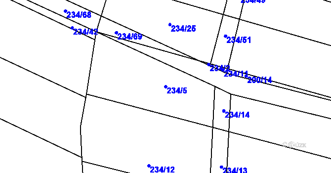 Parcela st. 234/5 v KÚ Krumvíř, Katastrální mapa