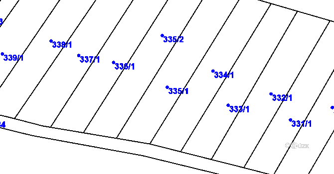 Parcela st. 335/1 v KÚ Krumvíř, Katastrální mapa
