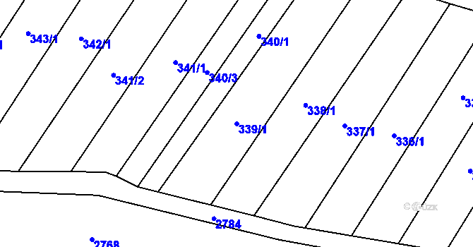 Parcela st. 339/1 v KÚ Krumvíř, Katastrální mapa