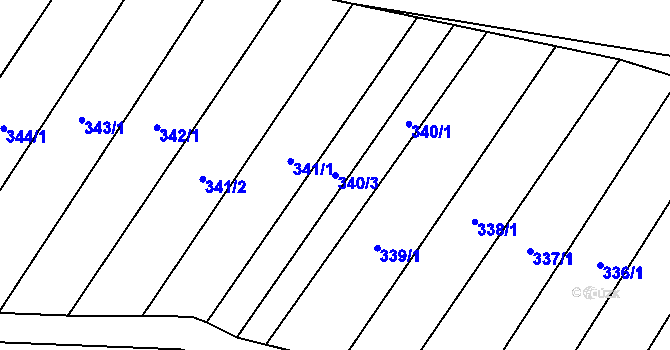 Parcela st. 340/3 v KÚ Krumvíř, Katastrální mapa