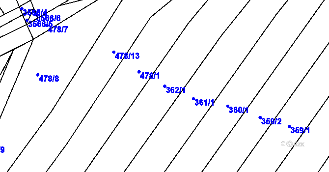 Parcela st. 362/1 v KÚ Krumvíř, Katastrální mapa
