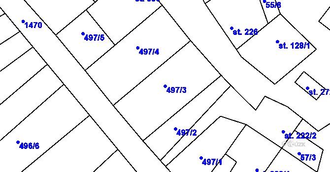 Parcela st. 497/3 v KÚ Krumvíř, Katastrální mapa