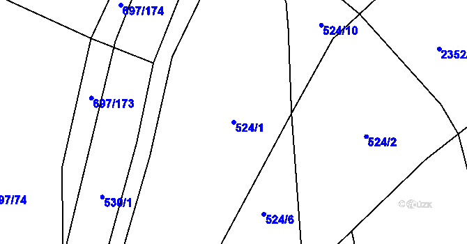 Parcela st. 524/1 v KÚ Krumvíř, Katastrální mapa