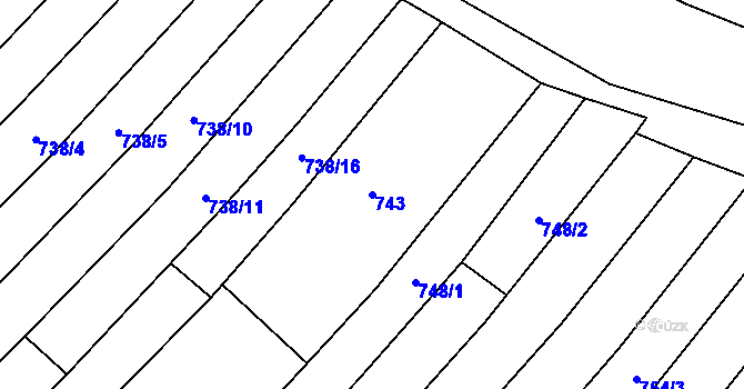Parcela st. 743 v KÚ Krumvíř, Katastrální mapa