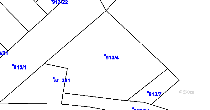 Parcela st. 913/4 v KÚ Krumvíř, Katastrální mapa