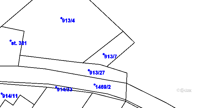 Parcela st. 913/7 v KÚ Krumvíř, Katastrální mapa