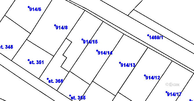 Parcela st. 914/14 v KÚ Krumvíř, Katastrální mapa