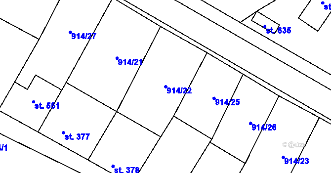 Parcela st. 914/22 v KÚ Krumvíř, Katastrální mapa