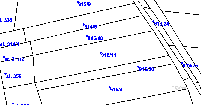 Parcela st. 915/11 v KÚ Krumvíř, Katastrální mapa