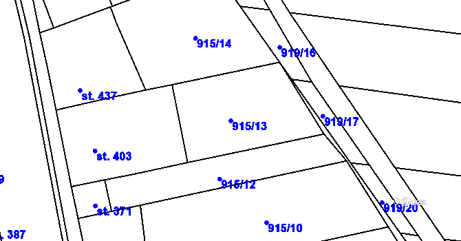 Parcela st. 915/13 v KÚ Krumvíř, Katastrální mapa