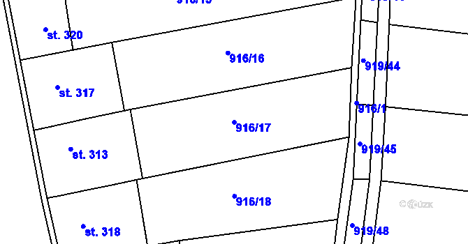 Parcela st. 916/17 v KÚ Krumvíř, Katastrální mapa