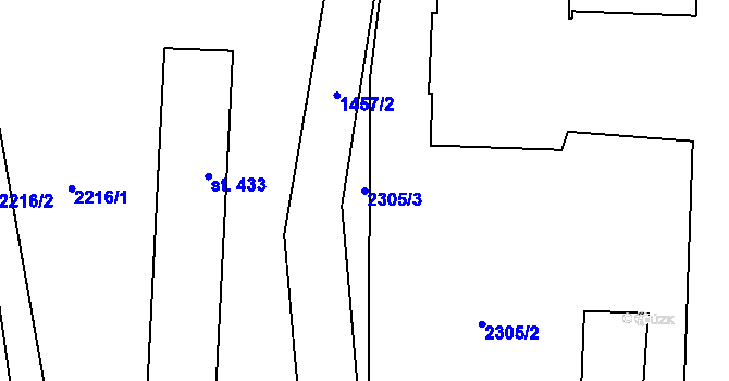 Parcela st. 2305/3 v KÚ Krumvíř, Katastrální mapa