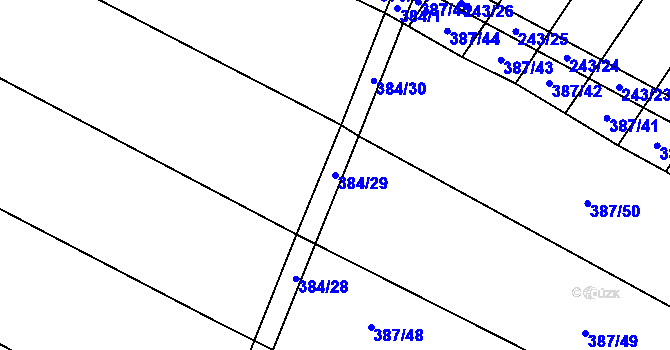 Parcela st. 384/29 v KÚ Krumvíř, Katastrální mapa