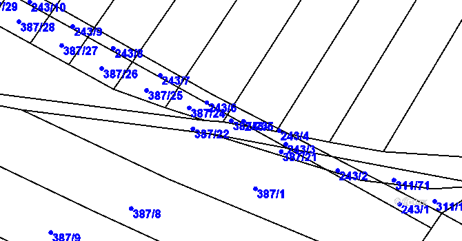 Parcela st. 387/23 v KÚ Krumvíř, Katastrální mapa