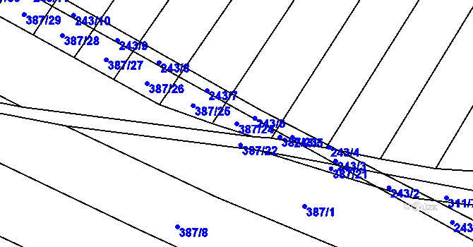 Parcela st. 387/24 v KÚ Krumvíř, Katastrální mapa