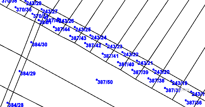 Parcela st. 387/41 v KÚ Krumvíř, Katastrální mapa