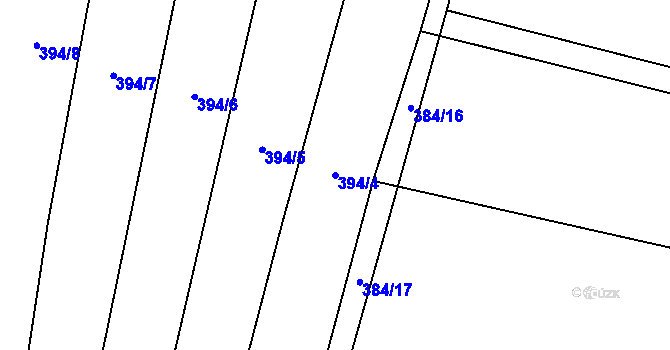 Parcela st. 394/4 v KÚ Krumvíř, Katastrální mapa