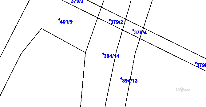 Parcela st. 394/14 v KÚ Krumvíř, Katastrální mapa