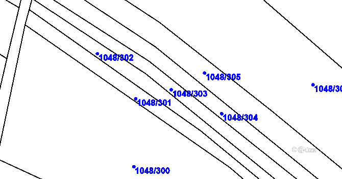 Parcela st. 1048/303 v KÚ Krumvíř, Katastrální mapa