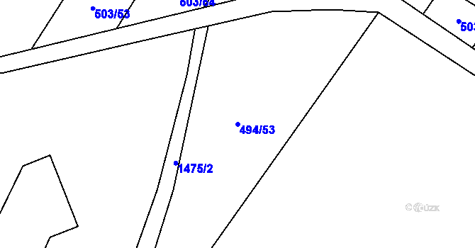 Parcela st. 494/53 v KÚ Krumvíř, Katastrální mapa