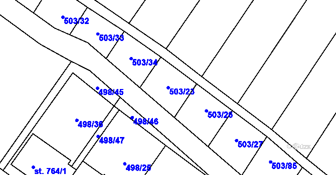 Parcela st. 503/23 v KÚ Krumvíř, Katastrální mapa