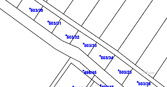 Parcela st. 503/33 v KÚ Krumvíř, Katastrální mapa