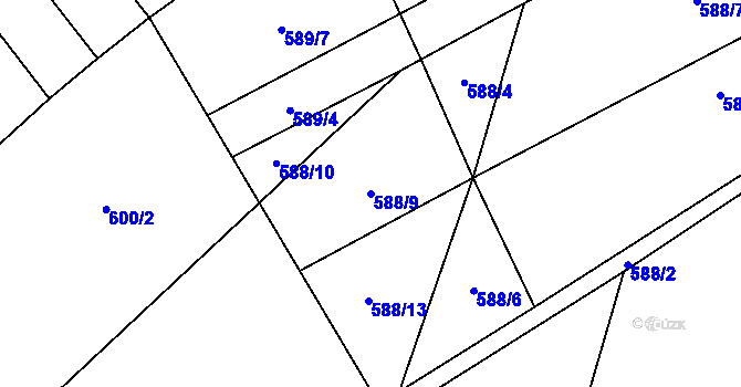 Parcela st. 588/9 v KÚ Krumvíř, Katastrální mapa