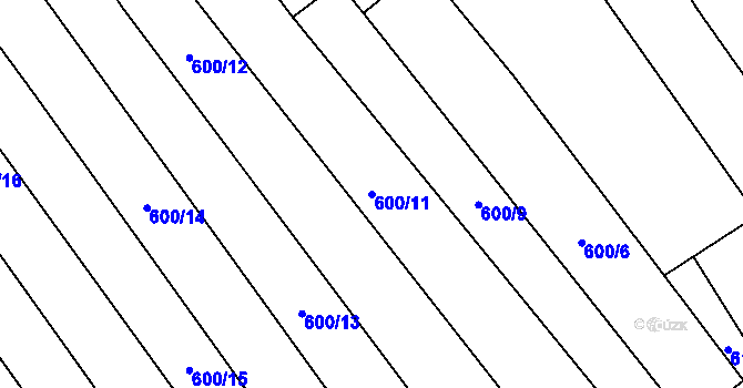 Parcela st. 600/11 v KÚ Krumvíř, Katastrální mapa