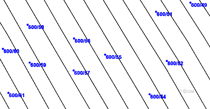 Parcela st. 600/55 v KÚ Krumvíř, Katastrální mapa